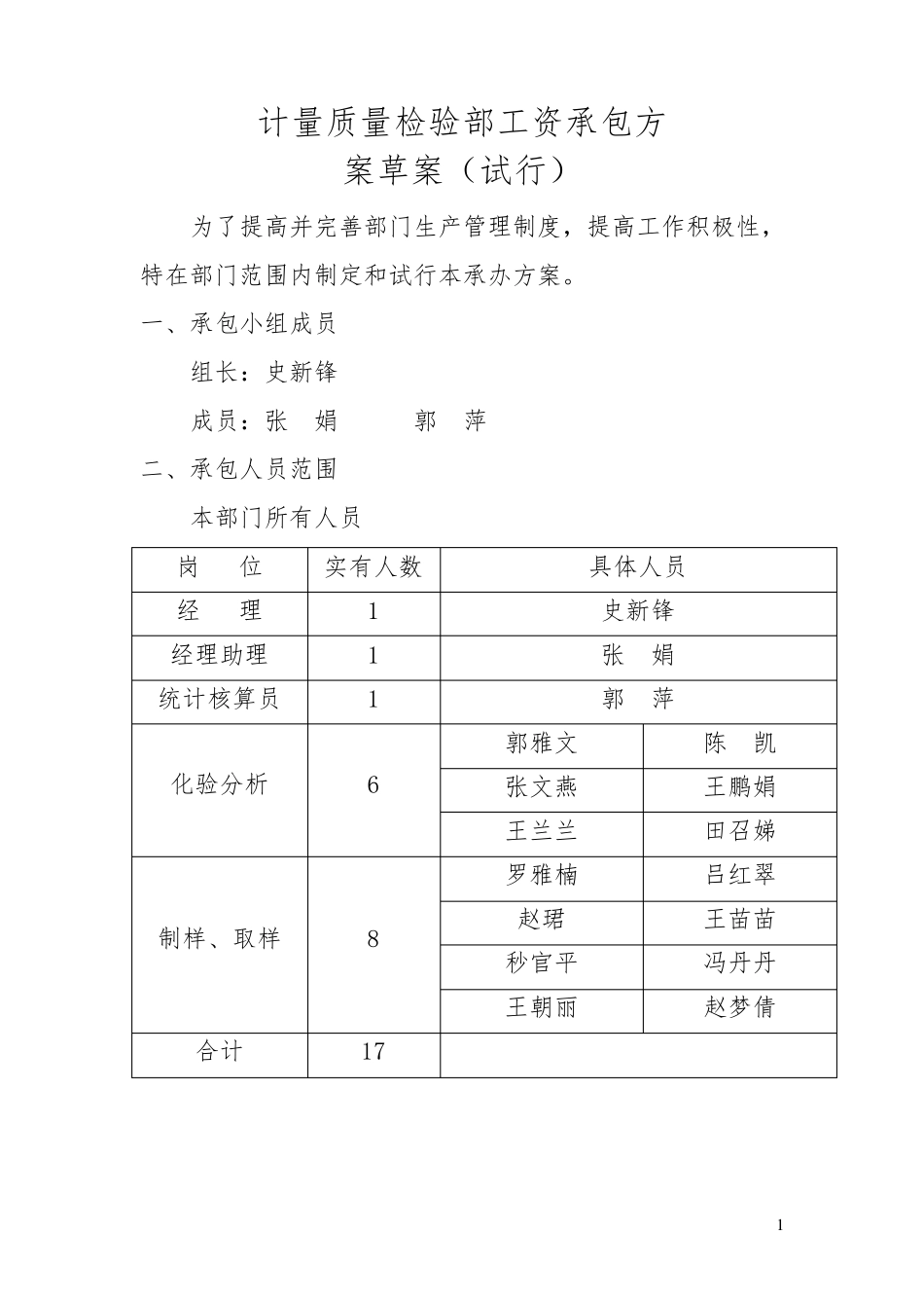 工资承包方案_第1页