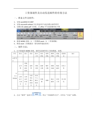 工资条制作及批量自动发送邮件的方法