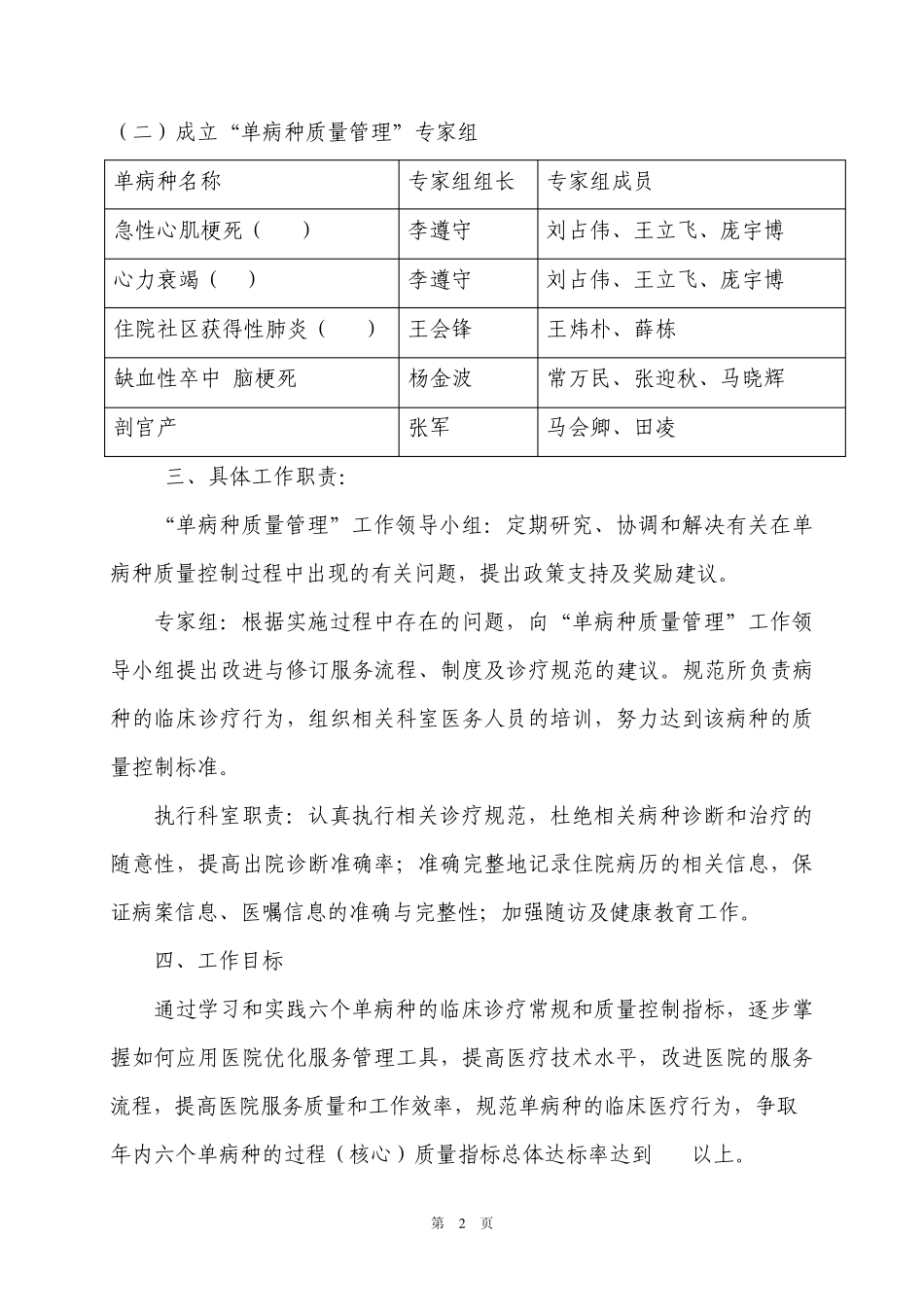 巨鹿县医院单病种质量管理工作实施方案_第2页