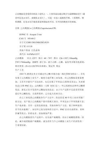 己内酰胺、环己酮基本知识