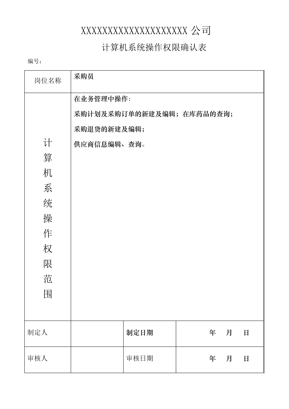 已过GSP认证文件.计算机系统操作权限确认表_第2页