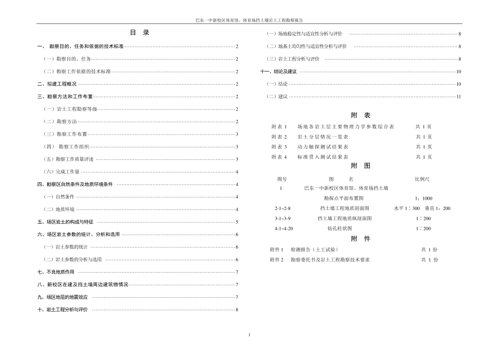 巴一中体育馆、体育场挡土墙报告_第1页