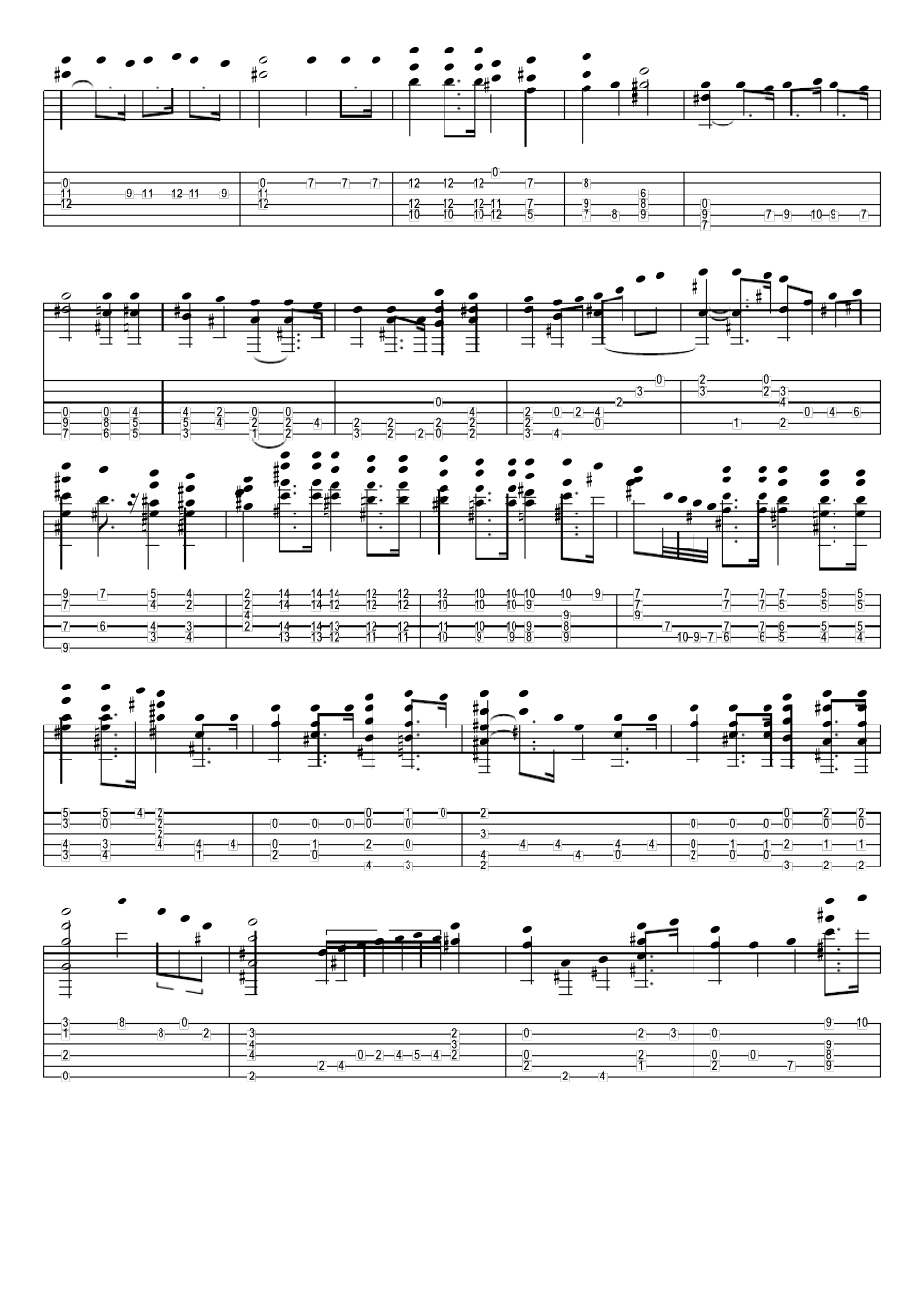 巴里奥斯《大教堂》古典吉他六线谱_第3页