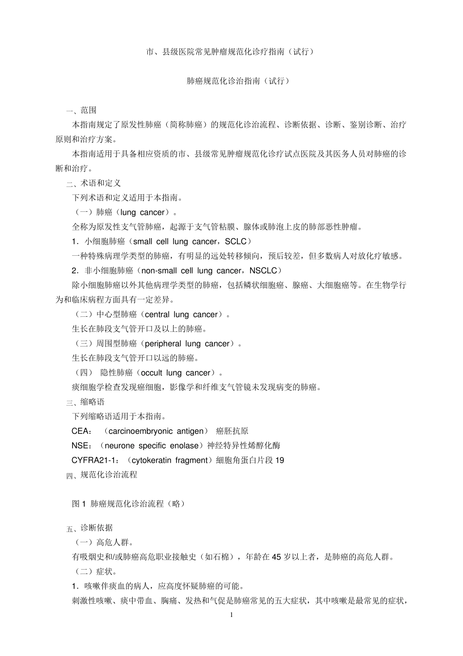 市、县级医院常见肿瘤规范化诊疗指南_第1页