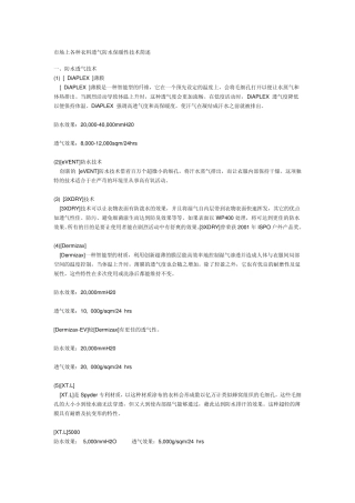 市场上各种衣料透气防水保暖性技术简述