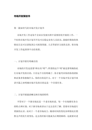 市场开发策划书