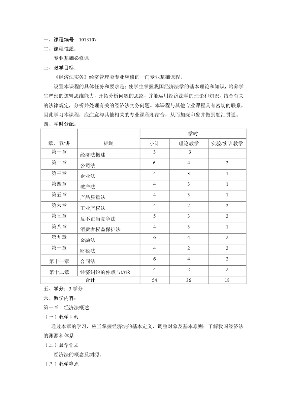 市场营销专业《经济法》教学大纲_第2页
