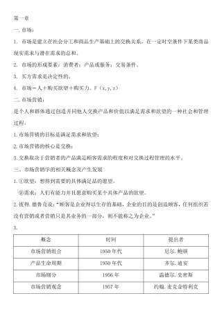 市场营销学第五版重点整理(吴建安主编)