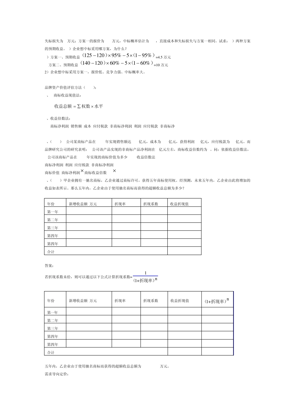 市场营销策划计算题汇总_第2页