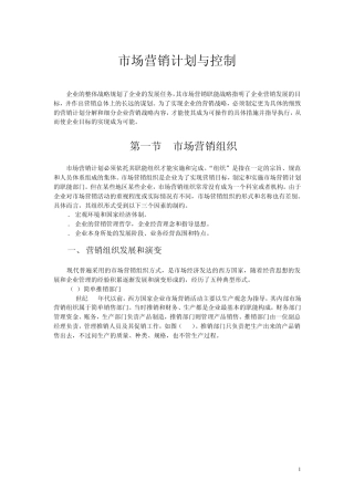 市场营销计划与控制