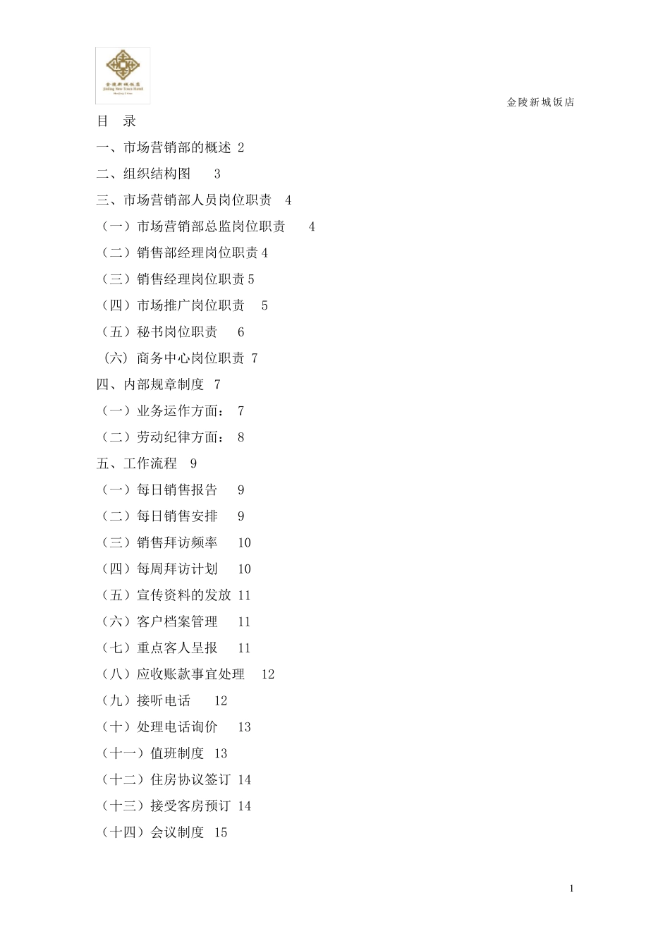 市场营销部运转手册SOP_第1页