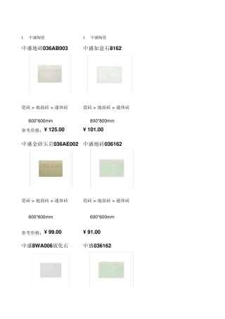 市场调查表(瓷砖)材料最新报价