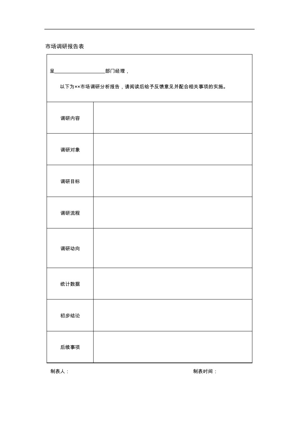 市场调研很实用的表格制作_第1页