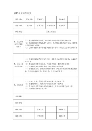 市场部各岗位职责流程规范
