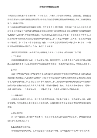 市场部和销售部岗位职责