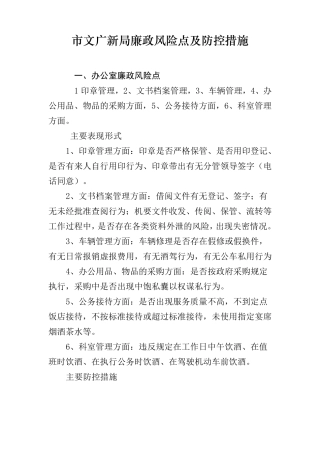 市文广新局廉政风险点及防控措施