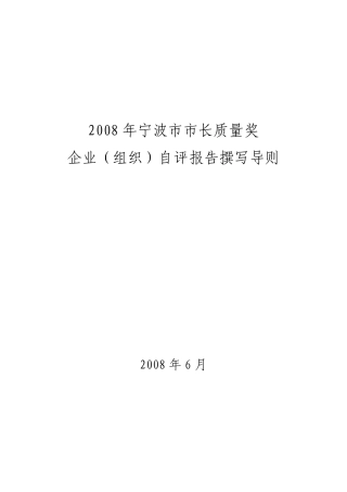 市长质量奖自评报告撰写导则