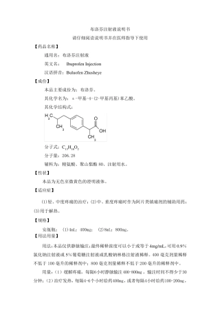 布洛芬注射液药品说明书