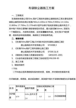 布袋除尘施工方案