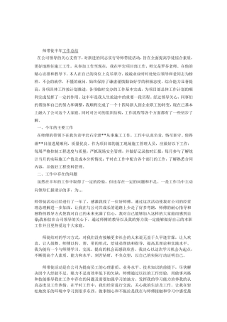 师带徒工作总结