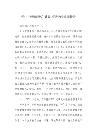 师德师风会议领导讲话稿