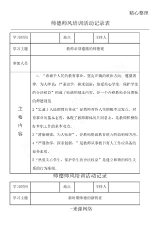 师德师风培训活动记录