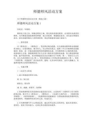 师德师风活动方案
