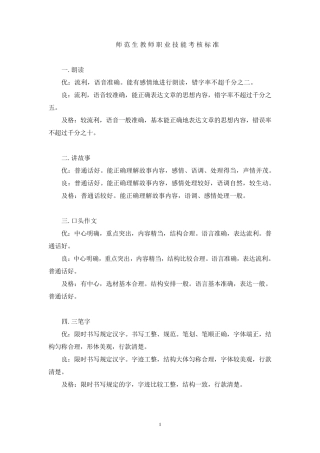 师范生教师职业技能考核标准