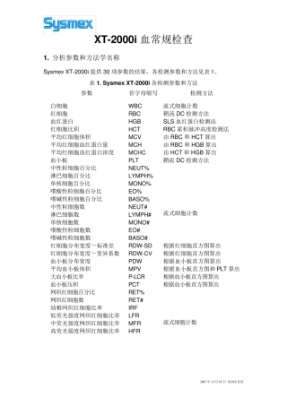希森美康血球分析仪XT2000i作业指导书(医院)sop