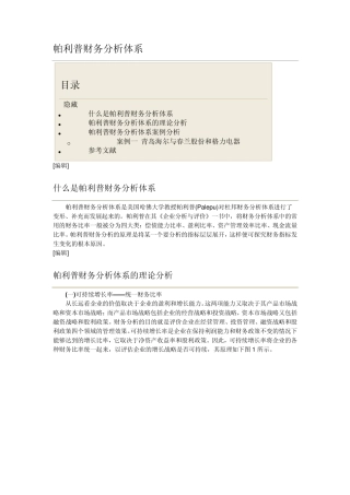 帕利普财务分析体系