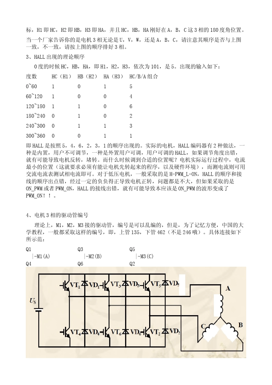 带HALL的BLDC电机连线与换相表判定_第2页