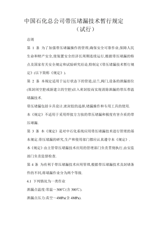 带压堵漏技术暂行规定
