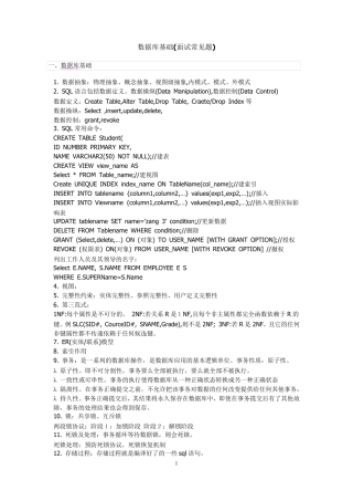 数据库面试题(SQL+ORACLE).