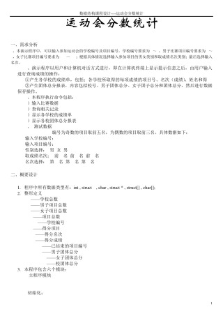 数据结构实验——运动会分数统计