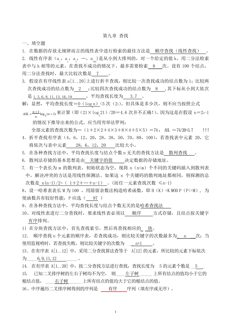 数据结构第九、十章作业答案_第1页