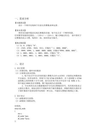 数据结构课程设计长整数运算