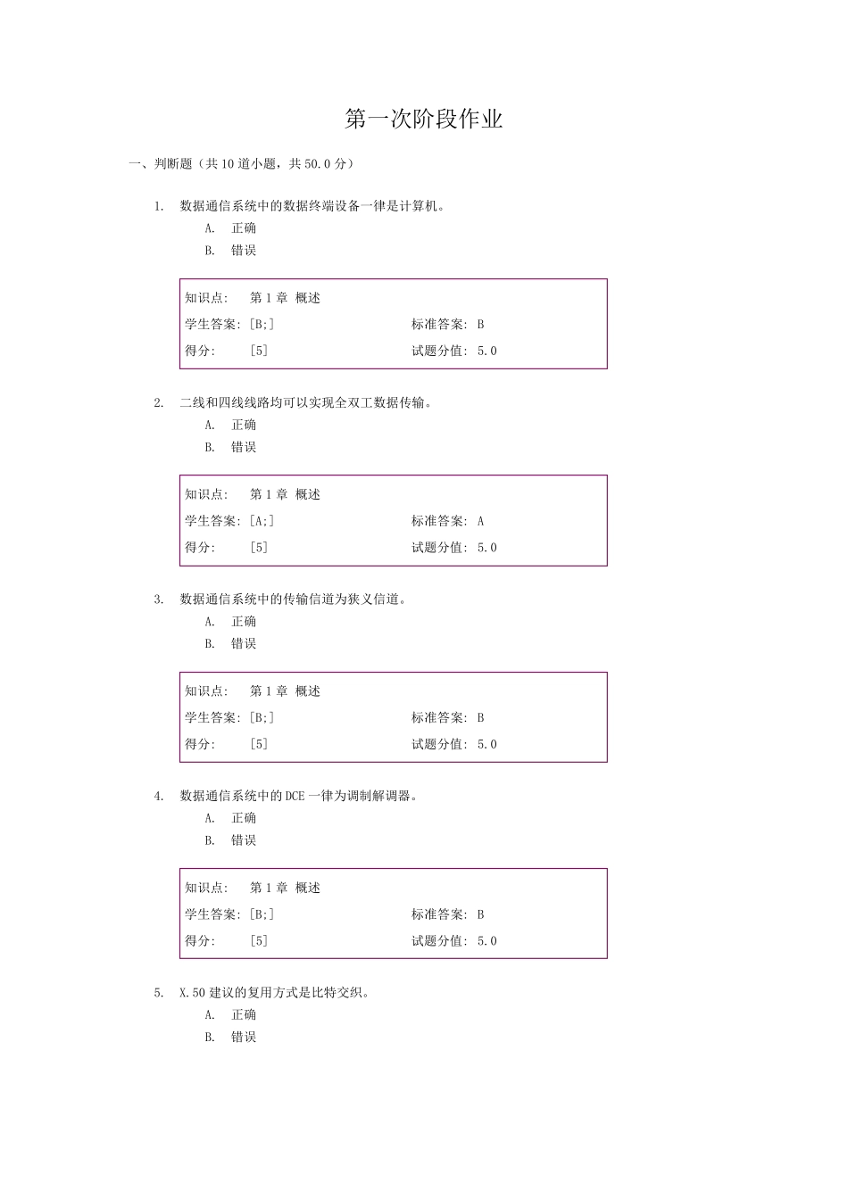 数据通信阶段作业全部_第1页