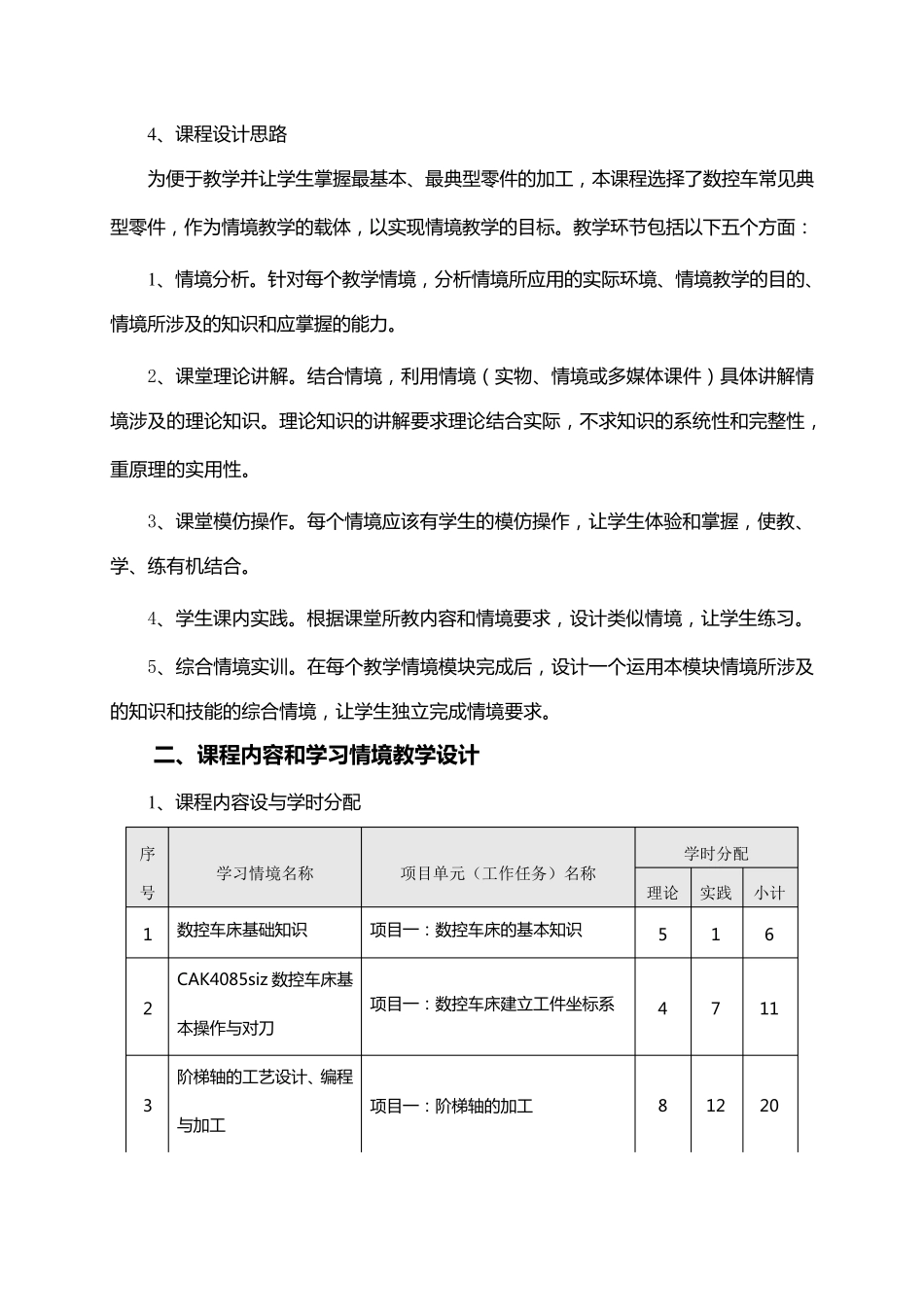 数控车削加工工艺与编程课程整体教学设计方案_第2页