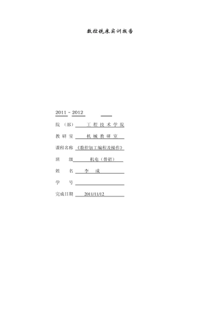 数控铣床实训总结