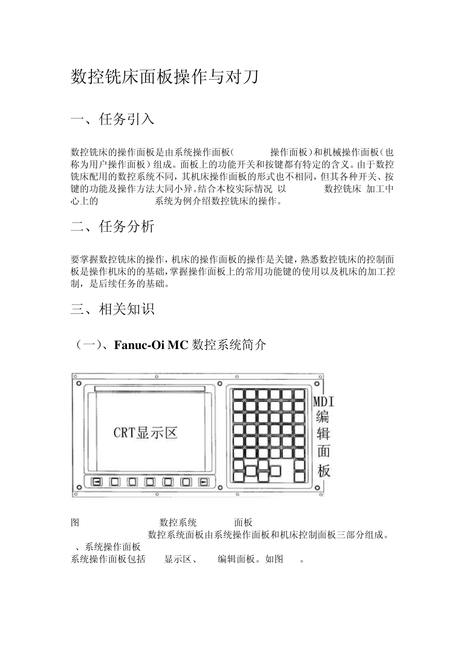 数控铣床面板操作与对刀经典_第1页