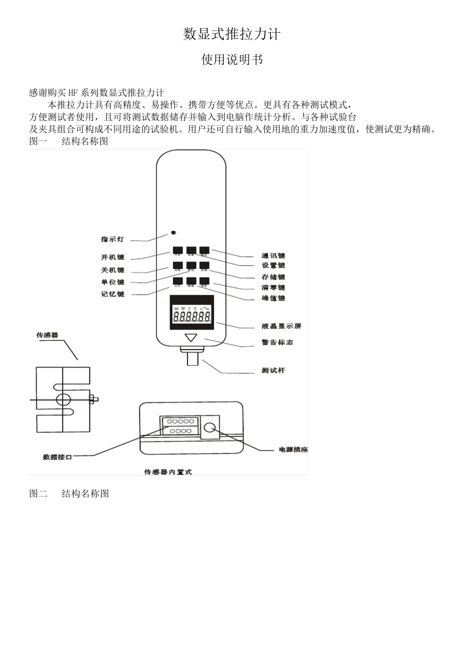 数显式推拉力计SH说明书_第1页