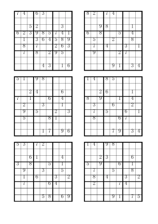 数独题500道_难度：一星五星各100道