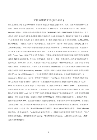 文件后缀名大全