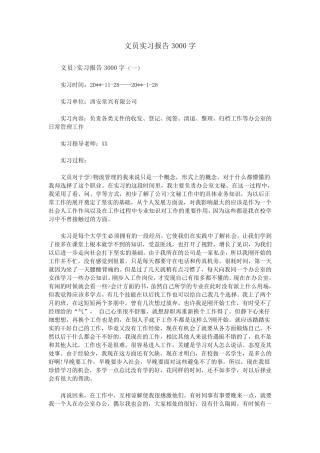 文员实习报告3000字