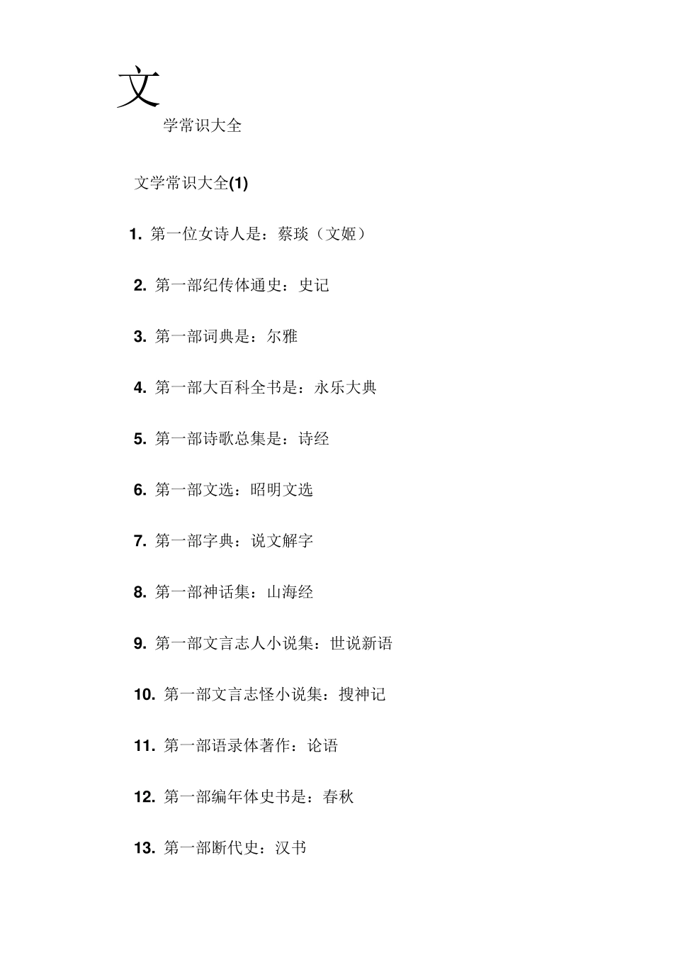 文学常识大全_第1页