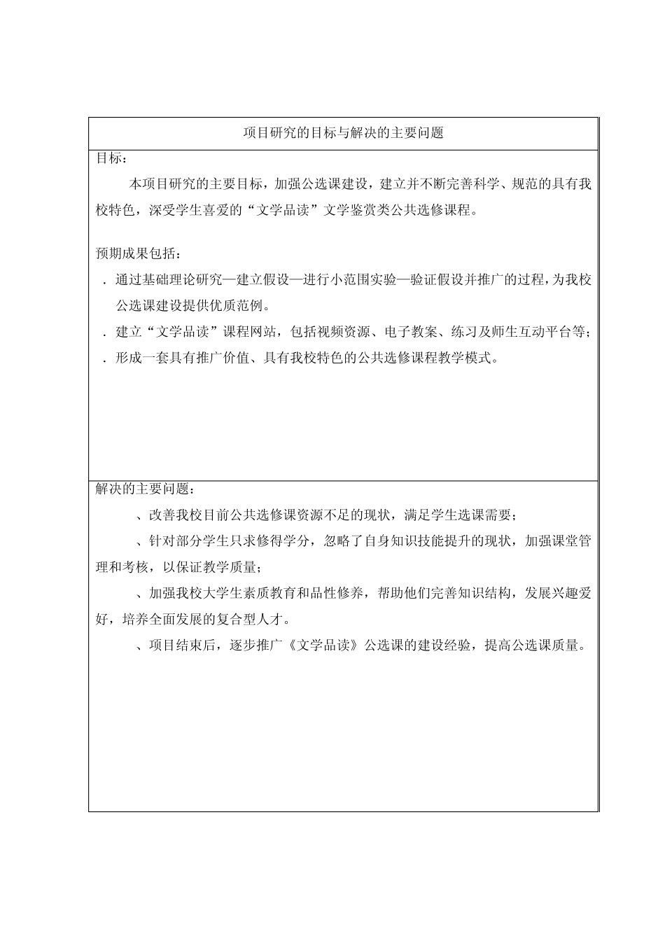 文学鉴赏公共选修课课程改革项目立项申请书_第3页