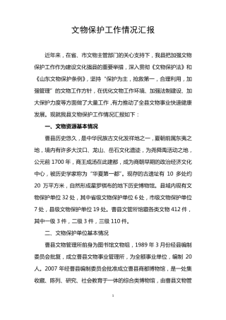 文物保护工作情况汇报