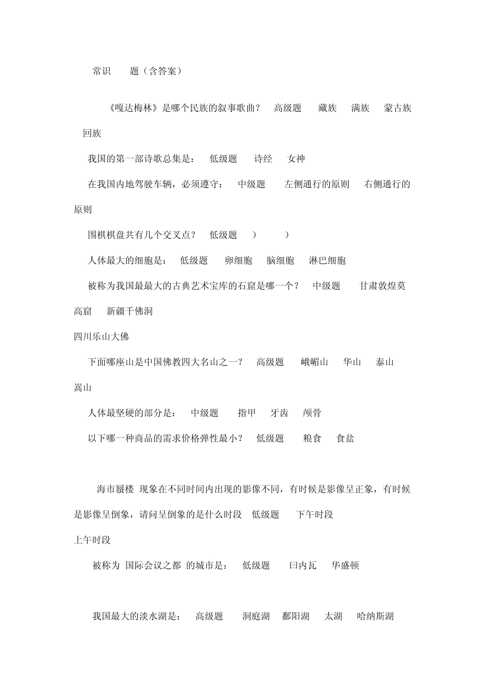 文艺常识300题艺考专用_第1页