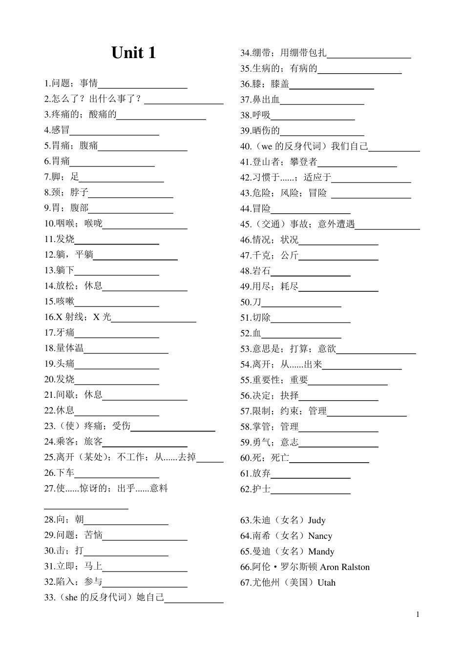新2014年人教版八年级下册英语单词(听写版)_第1页