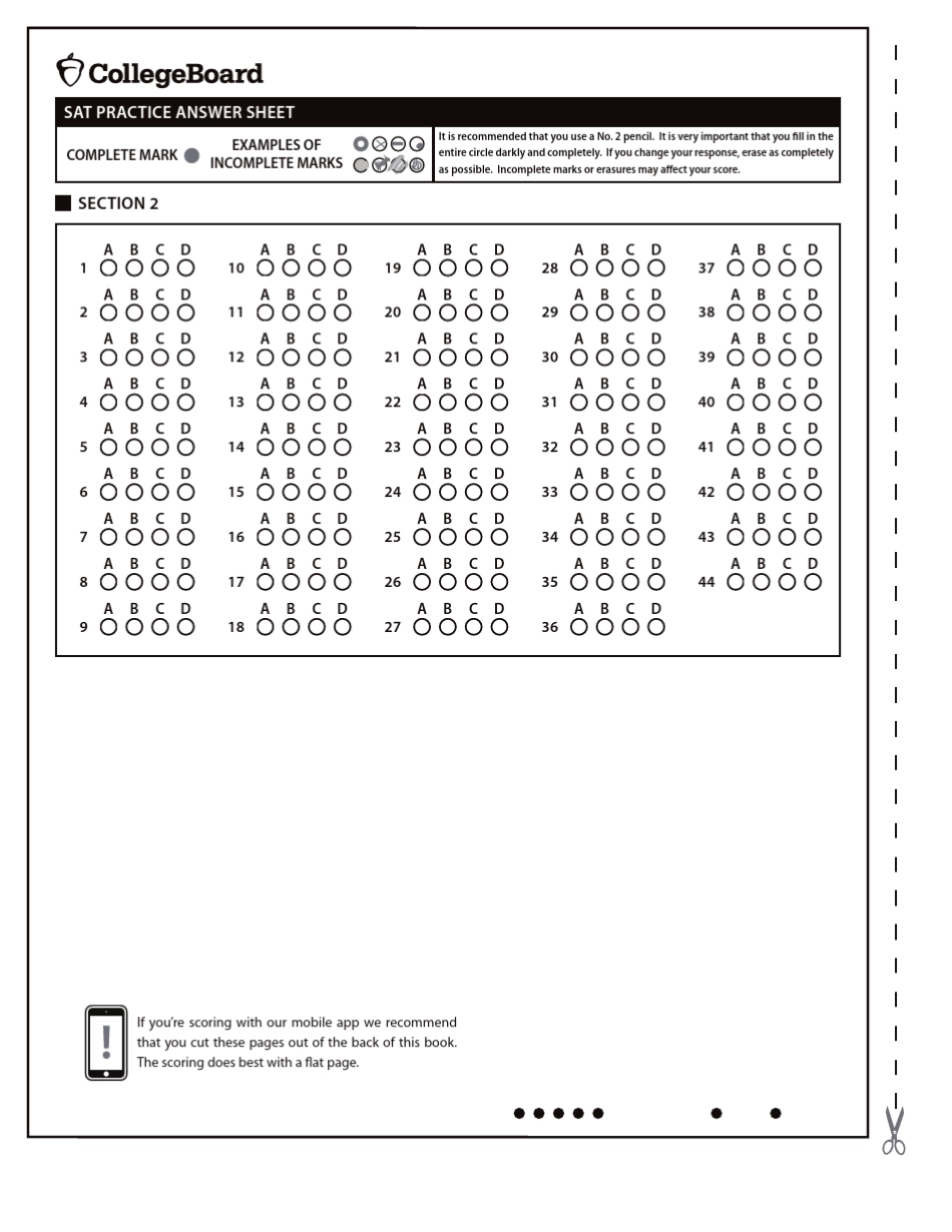 新SAT官方指南答题纸AnswerSheet_第2页